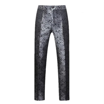 New Men Luxury Jacquard Suit Pants Fashion Wedding Party Groom Dress Trouser