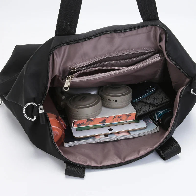 Women's Large Capacity Nylon Shoulder Bag Casual Top-Handle Fashion Tote Crossbody Handbag