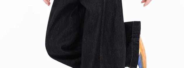 American Retro Deconstructed Bla Knife  Jeans Women's Loose Silhouette Wide Leg Floor Length Trousers Casual High Waist...