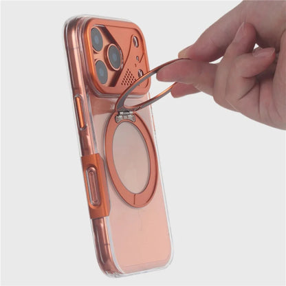 Mecha-style 360° Rotating Magnetic Bracket Case For iPhone 17Pro 17 17 Pro Max For Magsafe Clear Shockproof Stand Holder Cover