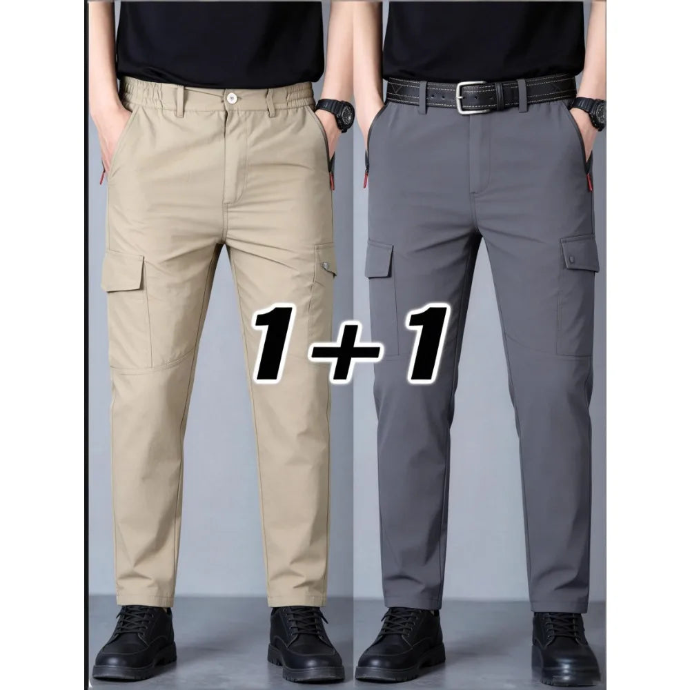 Men's Summer Tactical Cargo Pants Lightweight Casual Waterproof 2Pieces Casual Pants Wear-resisting Multi-pocket Outdoor Hiking