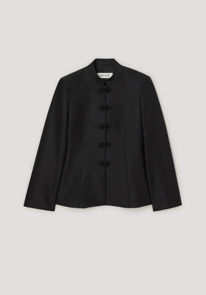 Women's Spring Summer Mandarin Collar Knot Button  Blazer Elegant Office Casual Formal 2026 Trendy Feminine Fashion Blazer