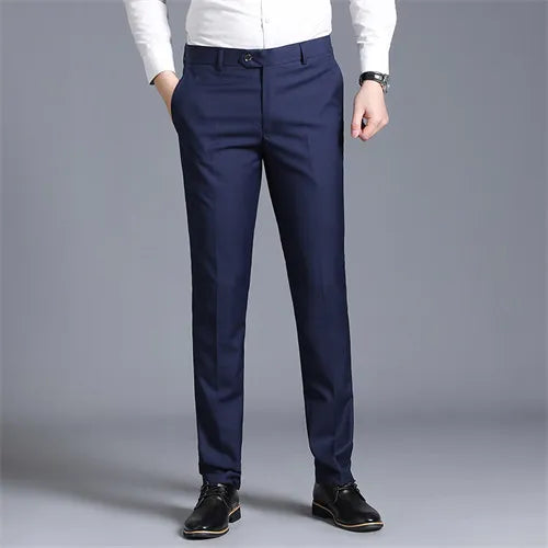 Autumn New Men's Suit Pants, Asian Sizes Office Trousers, Available in Blue, Red, Gray, and Black.