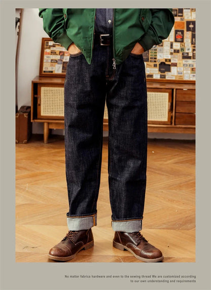 Denim Jeans Loose Fit Straight Leg Pants Amekaji DN-0006