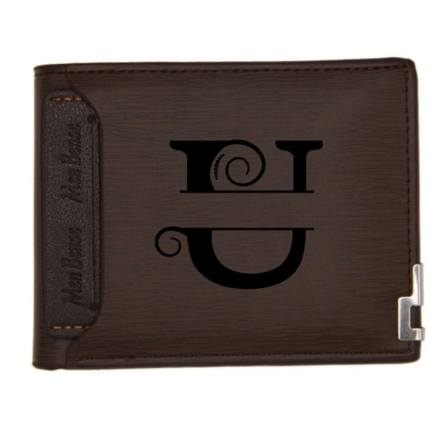 Personalized Wallet for Men Custom Wallets for Men Engraved Letter Name Leather Wallet Bifold Custom Gifts for Dad/Husband