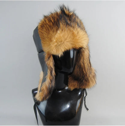 Winter Outdoor Windproof Ski Caps Warm Bomber Hat For Men Real Dog Fur Russian Leather Hat Ushanka Thick Warm Cap With Ear Flaps