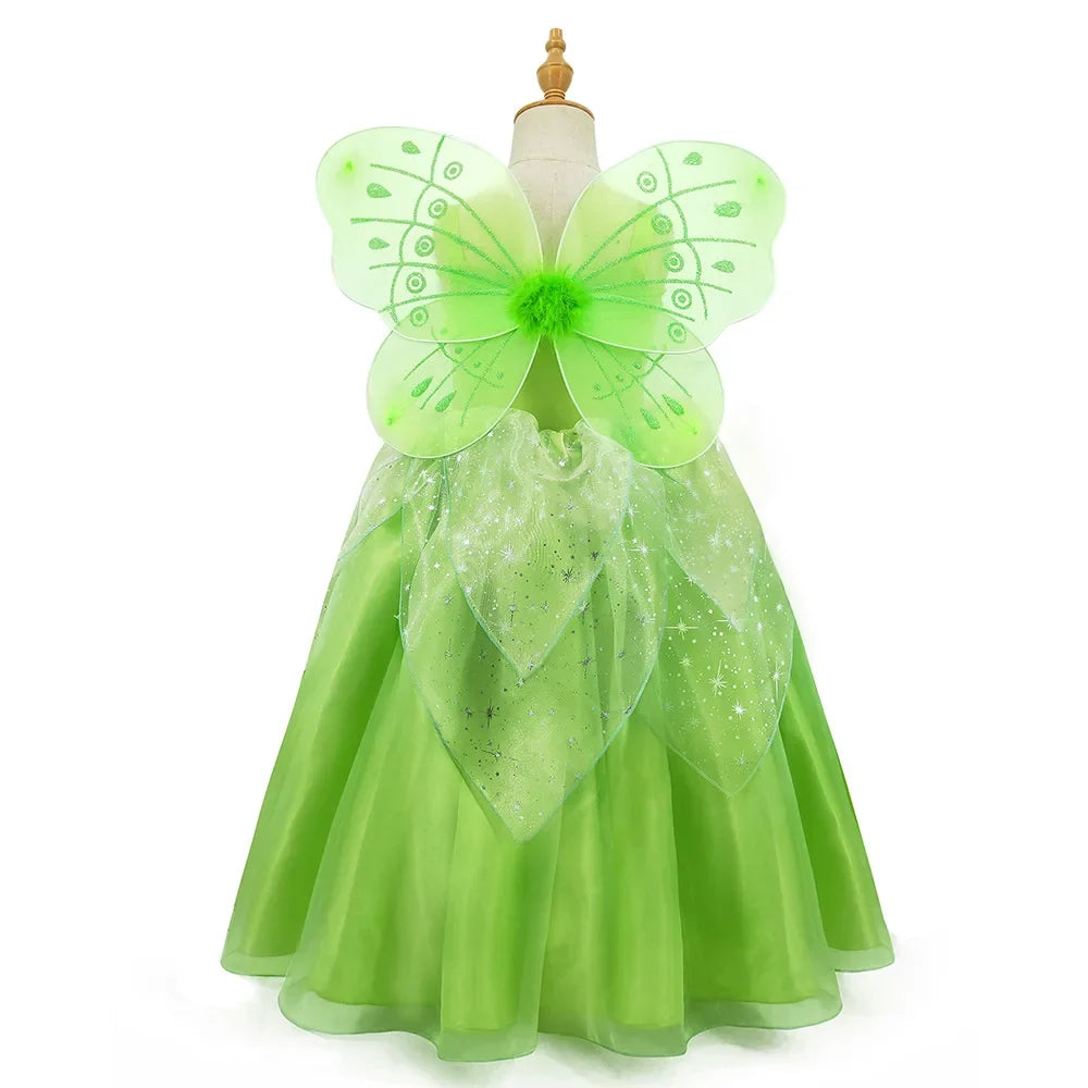 Girls Tinkerbell Fairy Dresses LED Light Up for Girls Costume Kids Cosplay Flower Fairy Princess Clothes Christmas Party Outfit