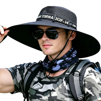 Summer Large Sun Hat Men Women Breathable Fishing Caps Sun UV Protection Mesh Fisherman Hat Hiking Outdoor Beach Cap