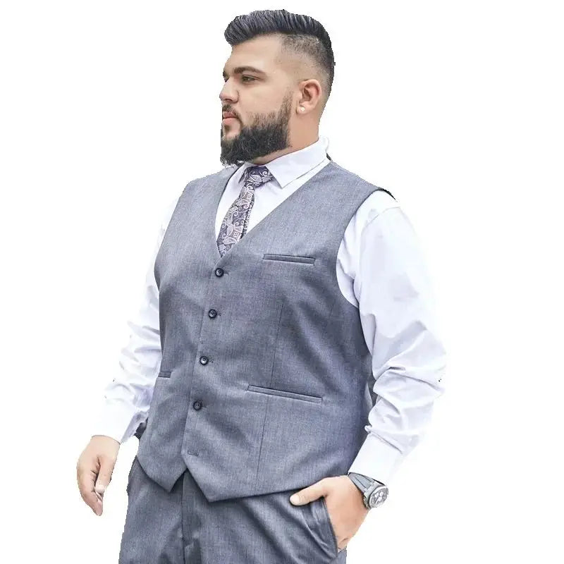 Plus Size Black Navy Suit Vest Men Solid Color Single Breasted Waistcoat For Host Groom Groomsmen Grey Black Navy Waist Coat 9XL