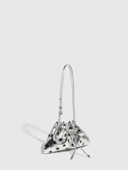 Hollow Rivet Designer Shoulder Bag Designer Luxury Bags Women 2025 Drawstring Bucket Bags High Quality Handbags Mini Purses Chic
