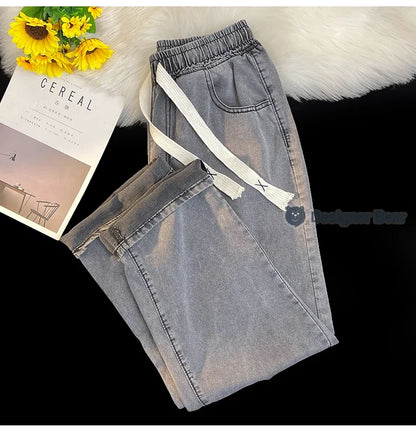 2026 New Spring Summer Men's Baggy Jeans Lyocell Fabric Wide Leg Pants Drawstring Trousers Male City Boy Plus Size S-4 5XL Y2K
