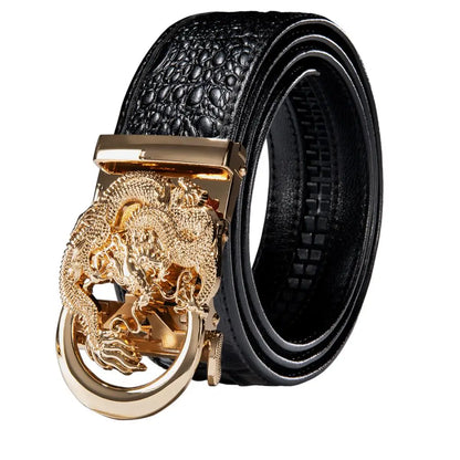 Crocodile Designer Luxury Genuine Leather Belts for Men Casual Jeans Belt Strap Gold Automatic Buckle Black Belt PD-2036