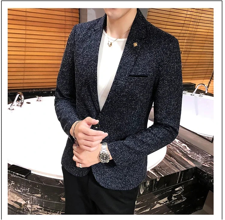 New Boutique Men's Solid Color British Style Fashion Casual Business Job Interview Gentleman Party Best Man Dress Suit