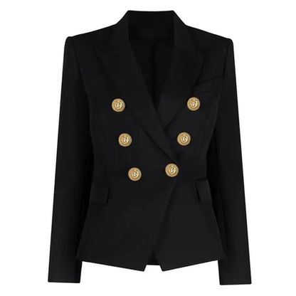 S-XXL Rainbow Color Fashion Classic Solid Double row Gold Button Long Sleeve Slim Fit Temperament Commuter Casual Woman Blazer