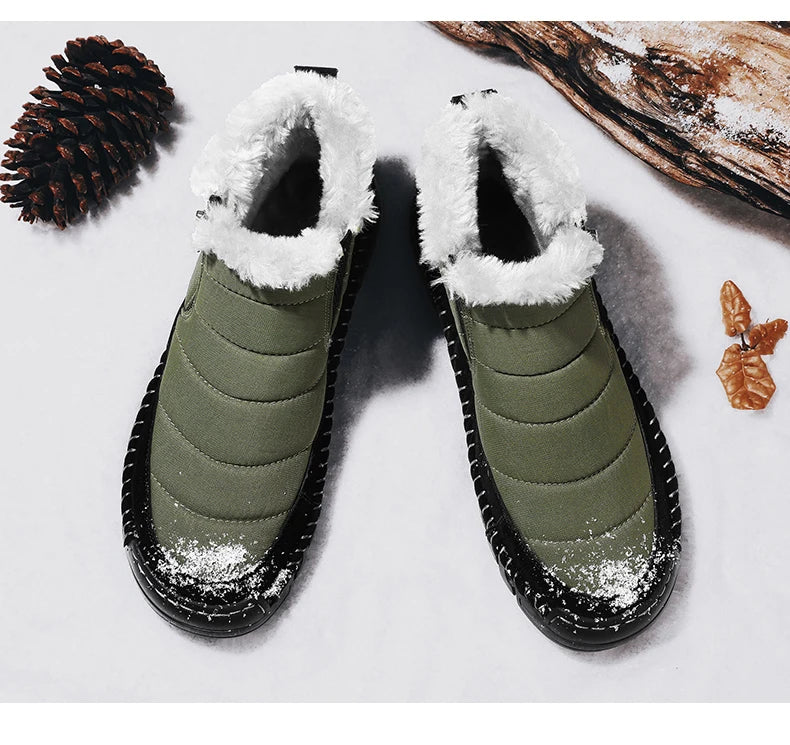 New Fashion Men's Boots Winter Plush Men Snow Boots Warm Fur Ankle Boots Outdoor Non-slip Sneakers Winter Casual  Boots Size 46