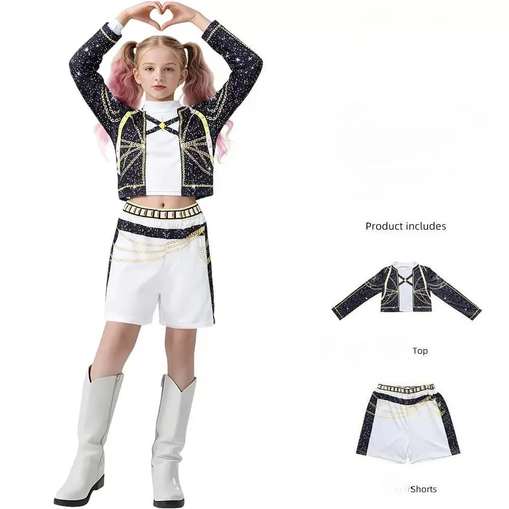 Girls Halloween Costume RUMI Cosplay Kpop Warrior Costume Christmas Clothes Idol Group Star Singing and Dancing Artist Suit