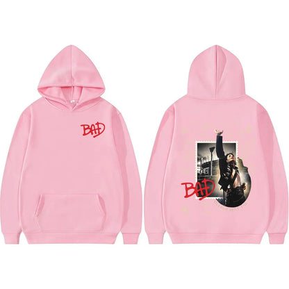 King of Pop Michael Jackson Bad Tour Pullovers Men Women Retro 80s Harajuku Fashion Hoodies High Quality Casual Cozy Sweatshirts