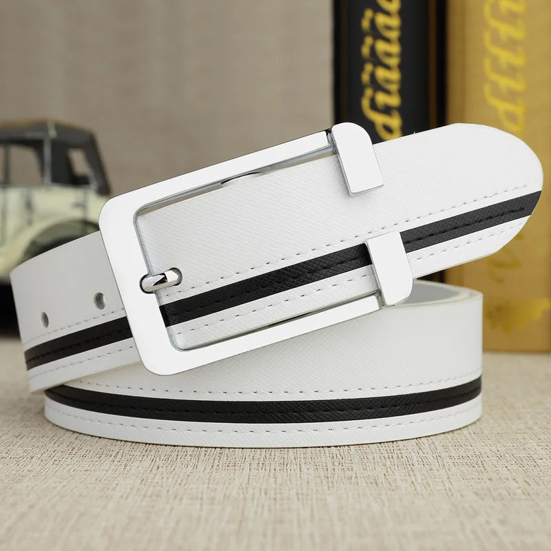 Luxury Brand Belts for Men &Women Unisex Fashion Shiny White Design pin Buckle High Quality Waist Leather Belts ceinture homme