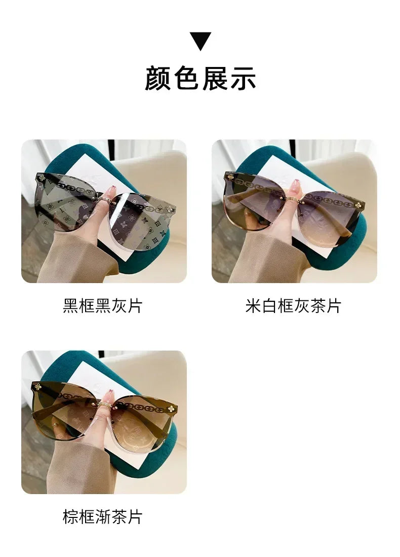 2025 Cat Eye Rimless Sunglasses Women New Fashion Luxury Brand Design Travel Sun Glasses Ladies Eyewear Shade UV400 Gafas De Sol