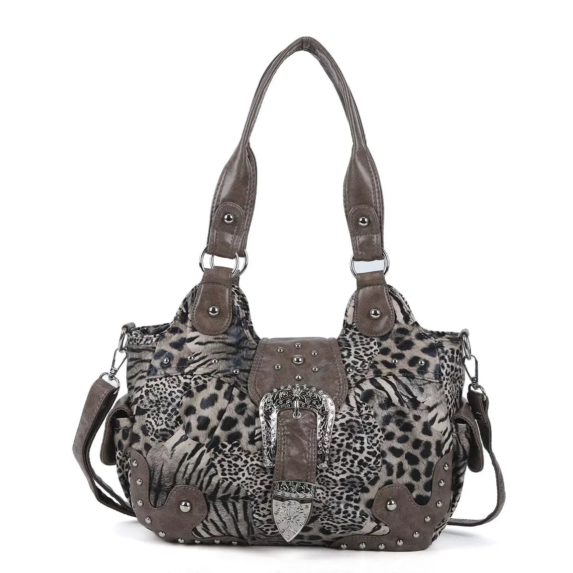 Women Handbag Leopard Top-handle Shoulder Bag PU Dumpling Pack Multi-pockets Shoulder Bags Phone Money Pack