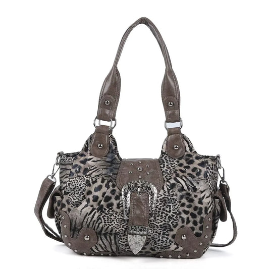 Women Handbag Leopard Top-handle Shoulder Bag PU Dumpling Pack Multi-pockets Shoulder Bags Phone Money Pack