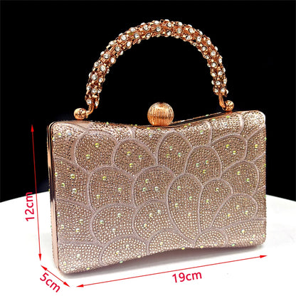2026 New Shiny Italian Fashion Pointed Toe Women Heel Fashion Rhinestone Decoration Peach Color Shoes And Bag Set