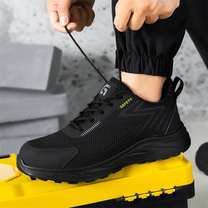 Summer Breathable Men Labor Shoes Lightweight Work Safety Boots Sneakers Anti Nail Indestructible Steel Toe Male Footwear
