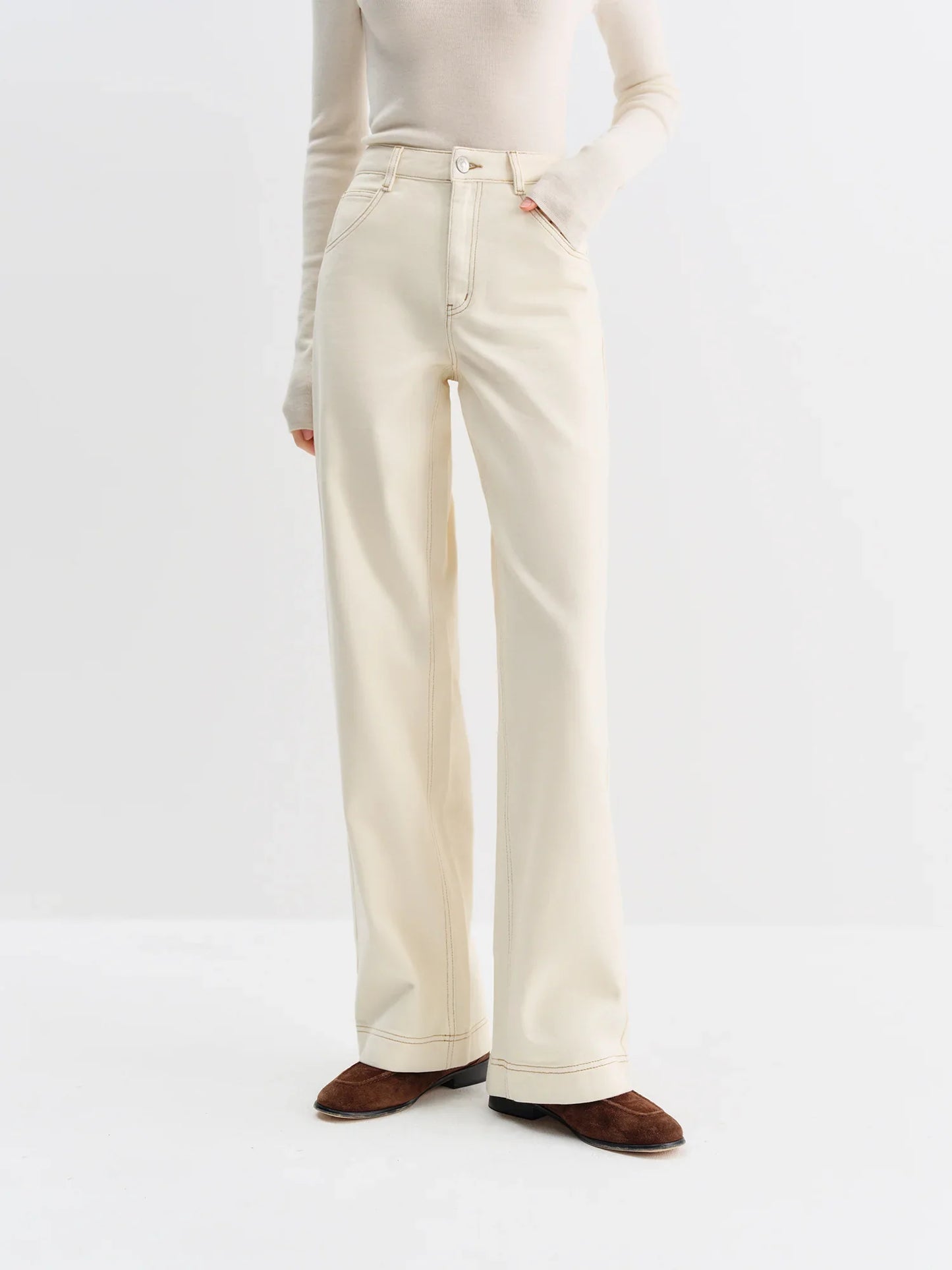 Straight High Waist Jeans for Women Winter Solid Simple All-match 2025 New Long and Short Versatile Pants Korean Style