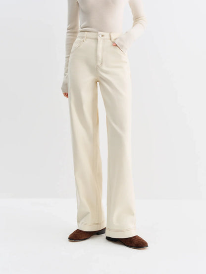 Straight High Waist Jeans for Women Winter Solid Simple All-match 2025 New Long and Short Versatile Pants Korean Style