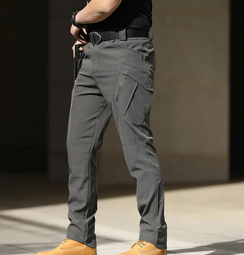 Men Elastic Sharkskin Spring Autumn City Cargo Pants Hiking Camping Climbing Casual Tactical Military Combat Trousers Quick Dry