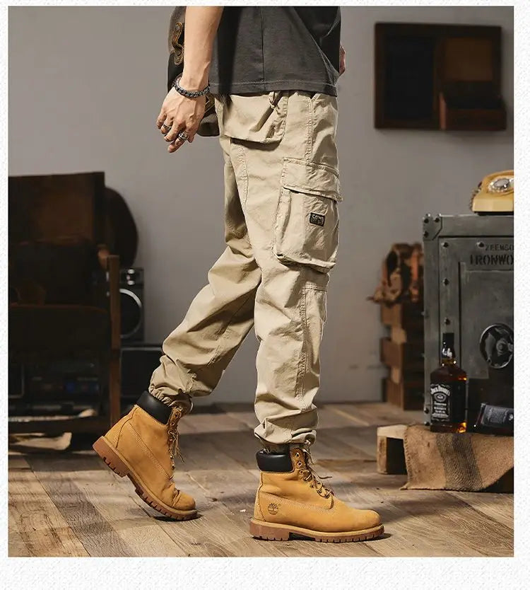 Men Fashion Military Cargo Pants Regualr Straight Fit Cotton Camouflage Green Black Grey Color Trousers W9202