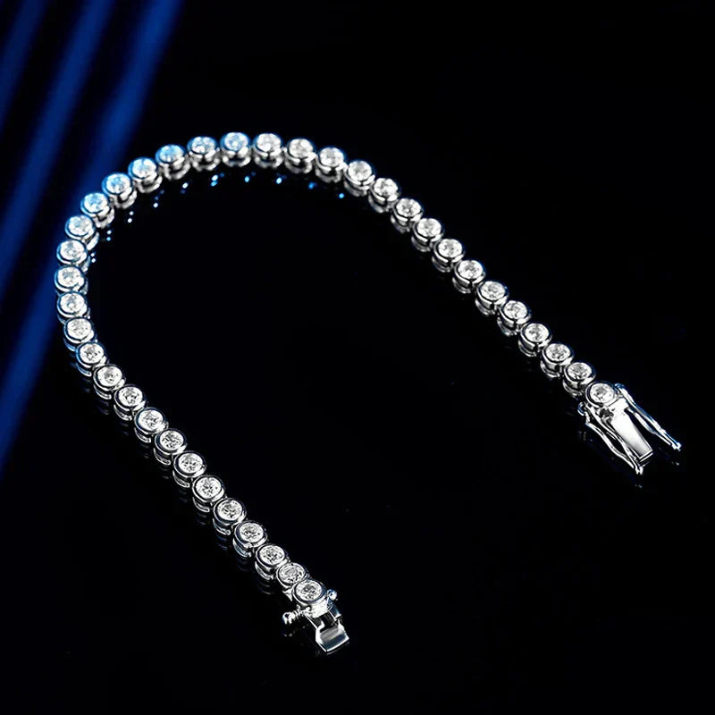 Full Asscher Cut 3x3mm 0.15CT Bezel Type Moissanite Tennis Bracelet for Women Men Party 925 Silver GRA Certified Bracelets