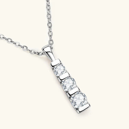Certified D Color Three Stone Moissanite Pendant Necklace Collar Plata 925 Sterling Silver Necklaces for Women Jewelry