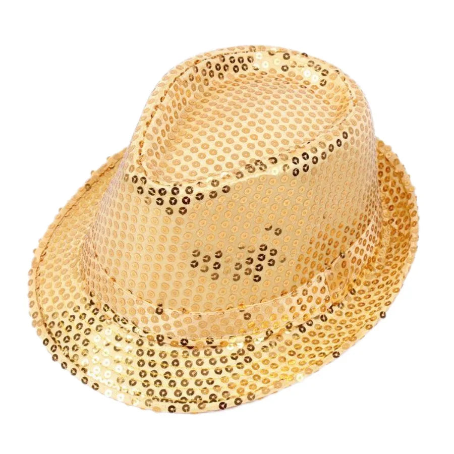 British Top Jazz Hat Bucket Hat Men Women Stage Performance Sequin Hat Shining Christmas Fedoras Party Parent  Hat Hollween