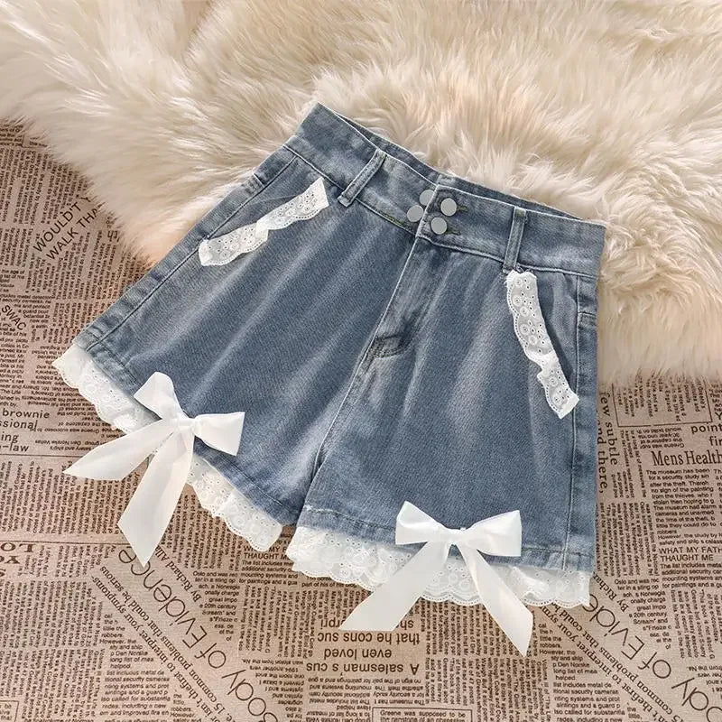 Blue High Waist Denim Shorts for Women Youthful Cheap Classic Stretchy Kpop Japanese 2000s Style Hot XL Short Jean Pants Woman