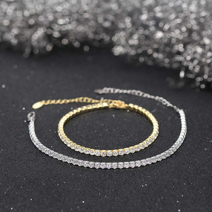 Fashion 3mm Bezel Setting Colorful 4A Cubic Zirconia Tennis 925 Sterling Silver Adjustable Bracelet for Women SB192