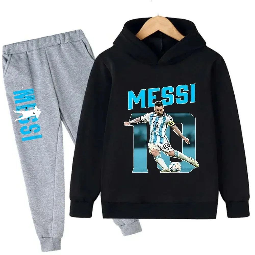 Autumn Football Star Messi 3-12Y Children Hoodies Sets Pants Suit 2 Pcs Sets Kids Boy Girl Clothing Casual Fashion Tracksuits