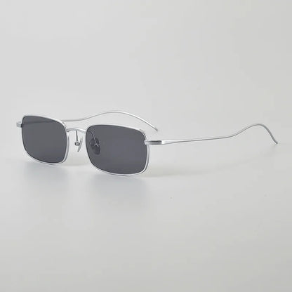 Top Quality Pure Titanium UV400 Protection Small Square Women Sunglasses Brand Ultra-light Rectangular Man Sun Glasses Eyewear