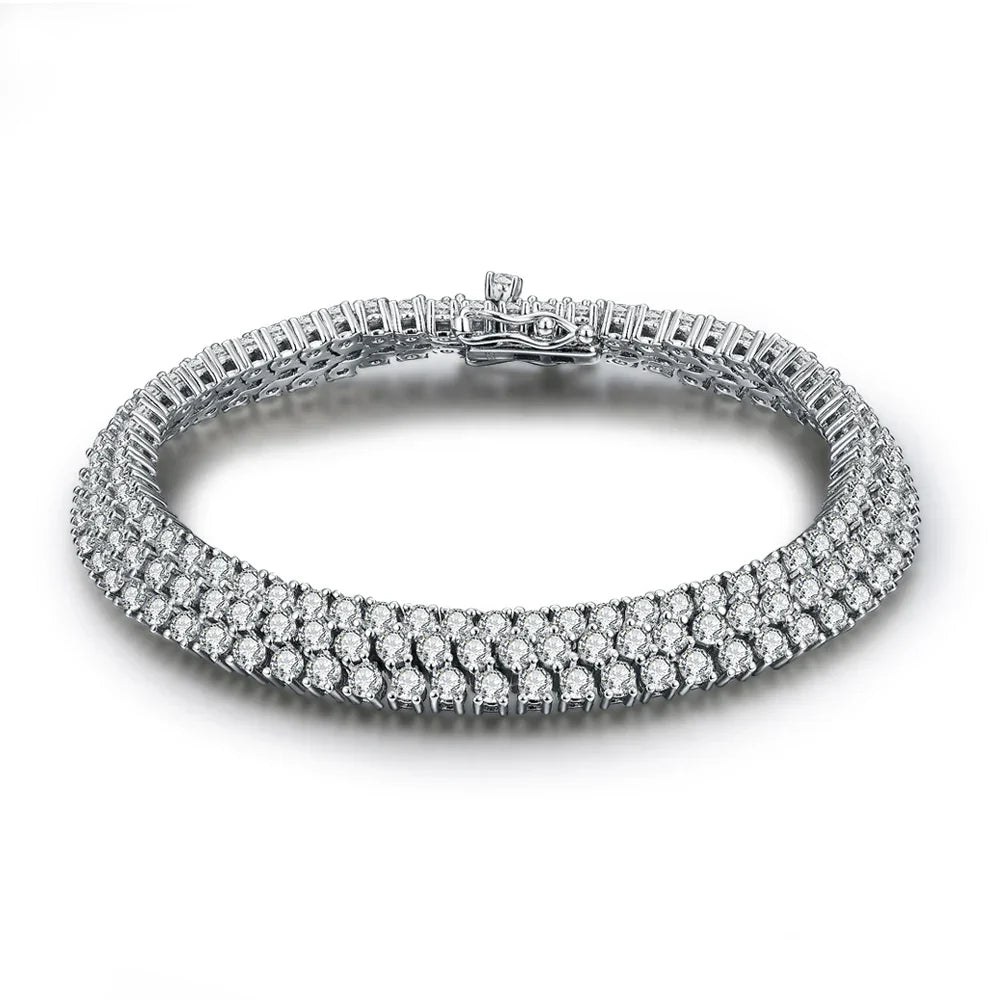 S925 Sterling Silver All Moissanite Tennis Bracelet for Women D VVS1 Diamond Gold Plated Luxury Wedding Fine Jewelry