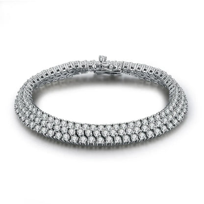 S925 Sterling Silver All Moissanite Tennis Bracelet for Women D VVS1 Diamond Gold Plated Luxury Wedding Fine Jewelry