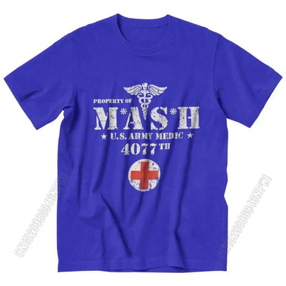 Vintage Mash Tv Show Men T Shirt 100% Cotton Tee Tshirts Summer T-Shirt Gift Women Unisex Clothes Novelty Design
