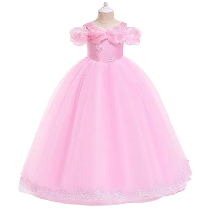 Girls New Year Blue Long Dress for Kids Christmas Birthday Party Dresses Butterfly Cinderella Cosplay Costumes Chidren Outfits