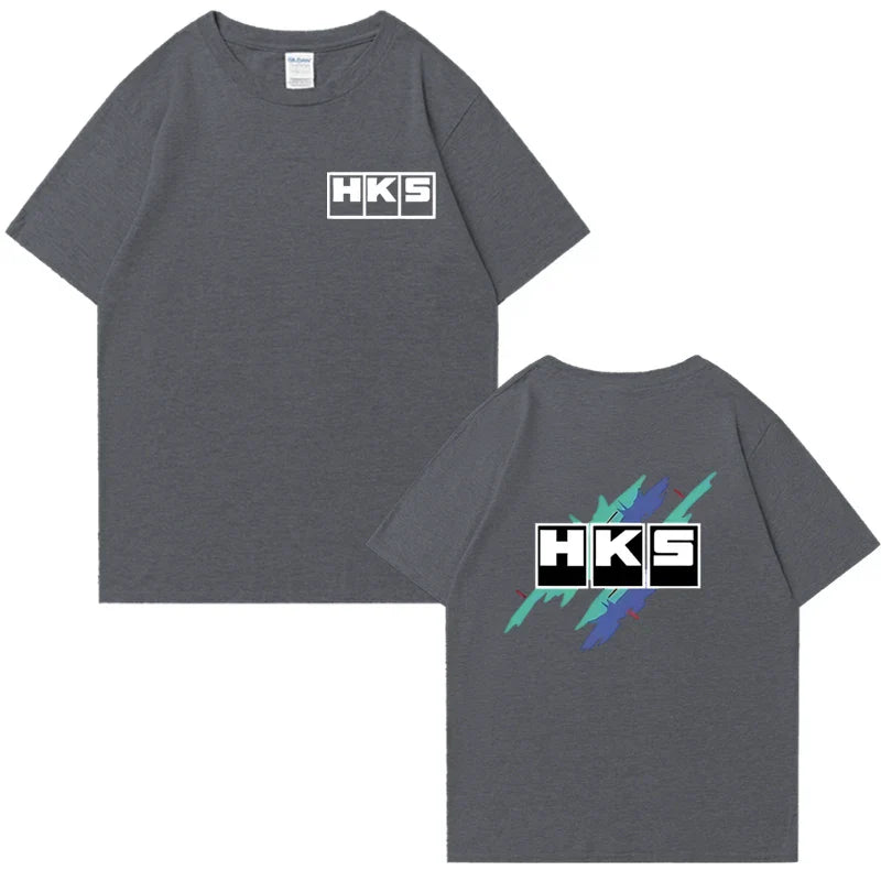 Japanese JDM Improved HKS Endless Car Graphic short sleeve t-shirts Cotton Men Women Oversized Tee shirt Double Sided Unisex Top