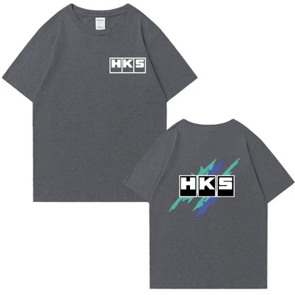 Japanese JDM Improved HKS Endless Car Graphic short sleeve t-shirts Cotton Men Women Oversized Tee shirt Double Sided Unisex Top