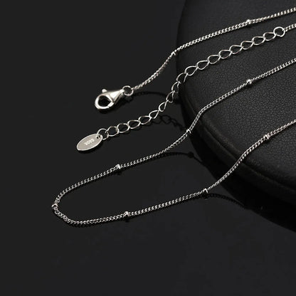 14K Gold Plated 925 Sterling Silver Bead Side Chain Necklace Dainty Trendy Women's Basic Neck Chain Jewelry SC65