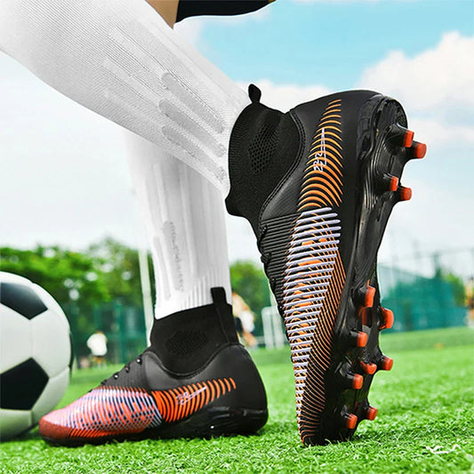 Double Star 2026 New High-Top AG Soccer Boots, Long Studs, for Teenagers, Primary School Students, Adults and Kids, Match & Trai