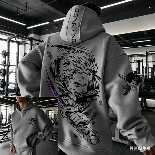2026  Anime Hoodie Graphic Sweatshirt Men Women One Piece Zoro Streetwear New Spring Casual Pullover Jacket Long Sleeve Tops