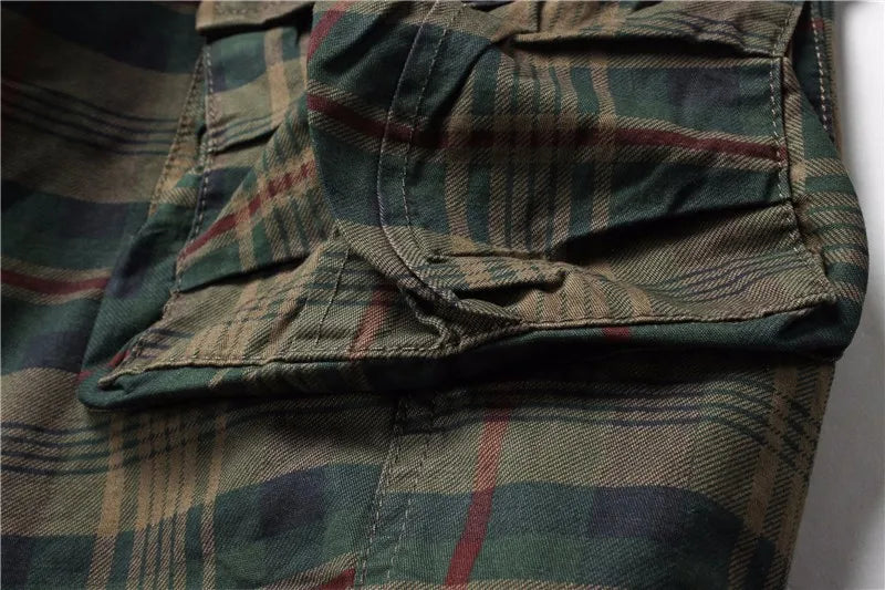2026 Summer Men Shorts Fashion Plaid Beach Shorts Mens Casual Shorts Military Short Pants Male Bermuda Cargo Overalls No belt