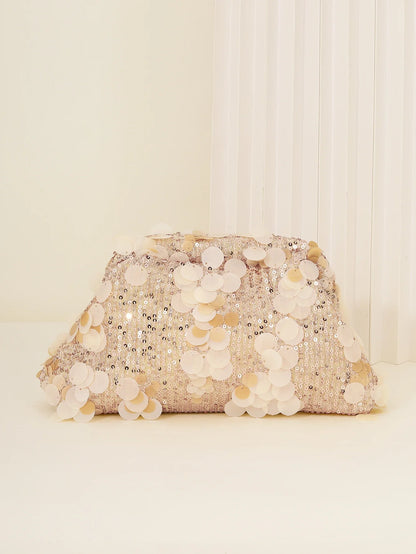 Dinner bag Fashion sequin messenger bag Women's simple handbag, large sequin clutch bag Versatile chain shoulder messeng  bag