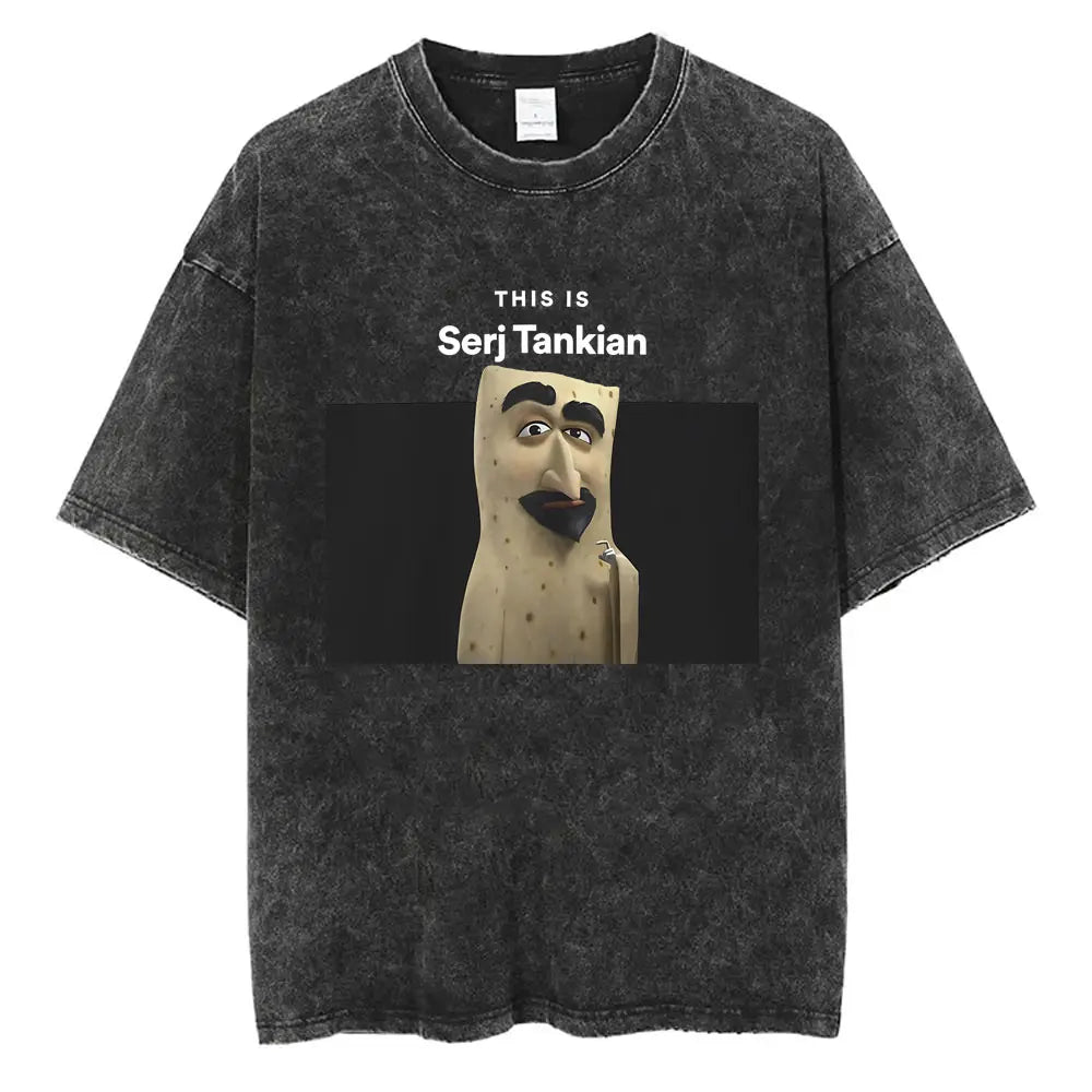Washed Vintage Rock Band System of A Down Mezmerize Printed T-shirts Men Fashion Classic Metal Tshirt Male Oversized Streetwear
